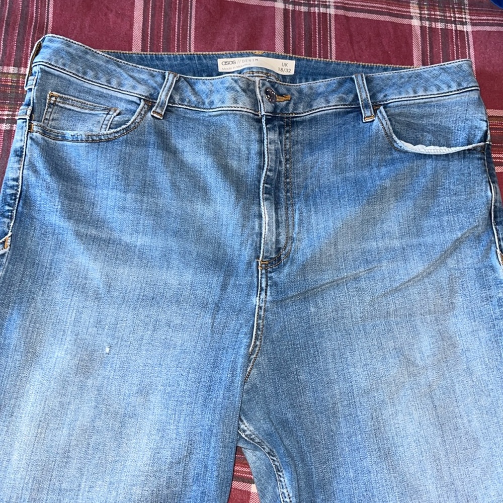 Women blue jeans No back pockets high rise size 14